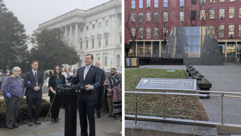 Rep. Dan Goldman in Washington speaking of African Burial Ground in lower Manhattan.