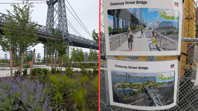 The Delancey Street Bridge will take you there.