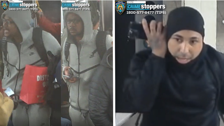 Subway crimes: wanted for slashing (left); wanted to chain snatching (right).