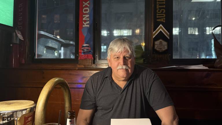 Pete Sullivan, aka Quizmaster Pete, leads the weekly Pub Trivia Night at O’Hanlon’s in the East Village.