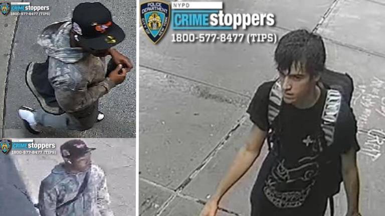 Wanted for anti-Jewish hate crime on Whitehall Street (left); Most Holy Redeemer burglary.