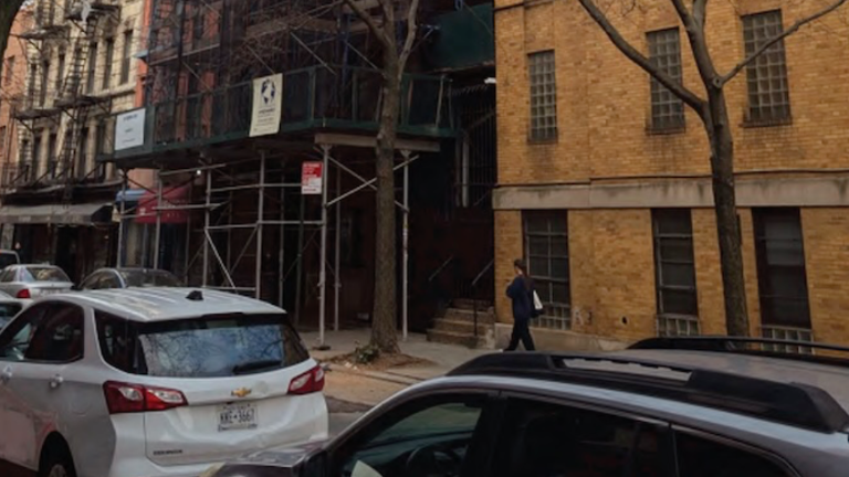 The Landmarks Preservation Commission has shot down demolition plans for 139 Thompson St., a landmarked rent-stabilized apartment building (above, scaffolding), pleasing local advocates.