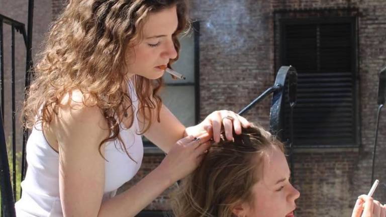 In “Dolores,” Sinead Hogan (left) and Coralie Bradnam play working-class siblings Sandra and Dolores, who, over the course of an afternoon, rehash family secrets, lies, trauma, and buried memories.