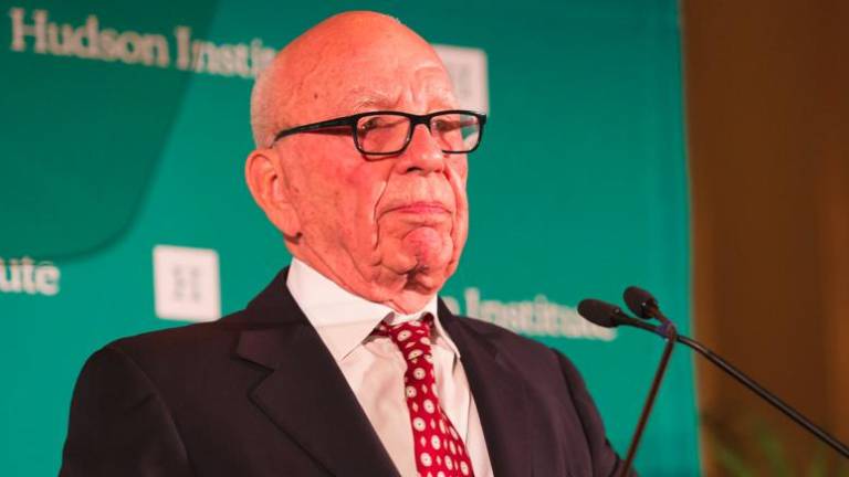 <b>Rupert Murdoch accepts an award from the Hudson Institute in 2015.</b> Photo: Hudson Institute