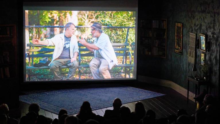 John McDonagh (left) and Seth Goldman play two old school New Yorkers in indie film “Love New York” which had a fundraising screening at the Irish Repertory Theater in Chelsea recently.