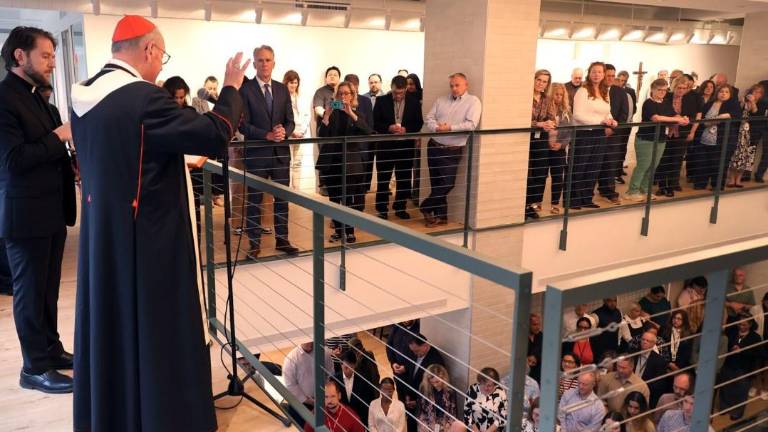 Cardinal Timothy Dolan blessed the new rental space of the Archdiocese HQ after it moved following sale of its 1st Ave. HQ earlier this year. The archdiocese said proceeds from the sale will be deposited in a fund to pay victims-survivors of past sex abuse.