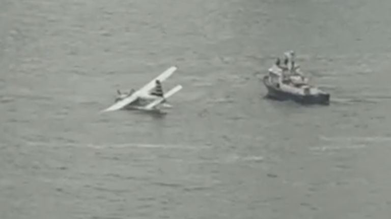 A seaplane made a hard landing into the East River on July 5, but emergency responders rescued all eight passengers and two crew members.