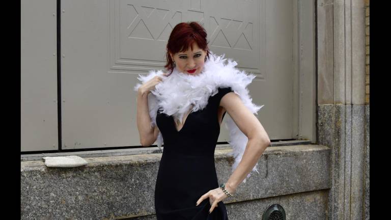 Karen strikes an elegant pose at Substation 235.