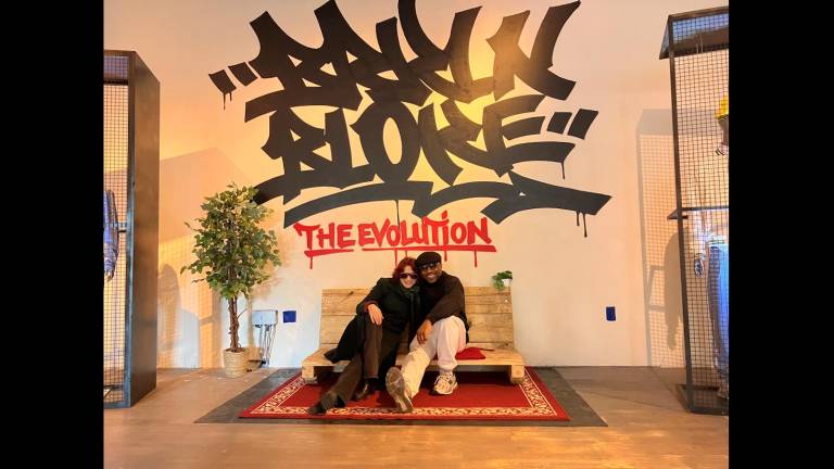 Brkln Bloke founder Wayne Fortune with the writer Karen Rempel at pop-up on E. 42nd St.